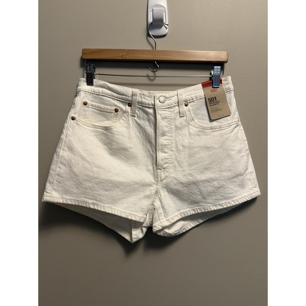 501 Levi WhiteHigh Rise Jean Shorts